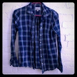 J. Crew 100% Cotton Navy Plaid Shirt